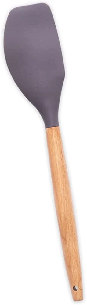 Espátula Reta de Silicone com Cabo de Madeira Cinza - Image 2