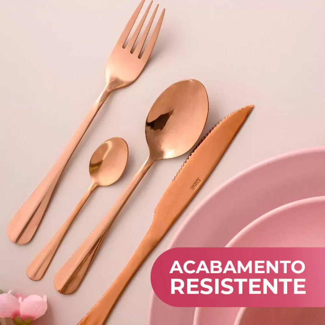Faqueiro 24 Peças de Aço Inox Positano Rose Gold - Image 2