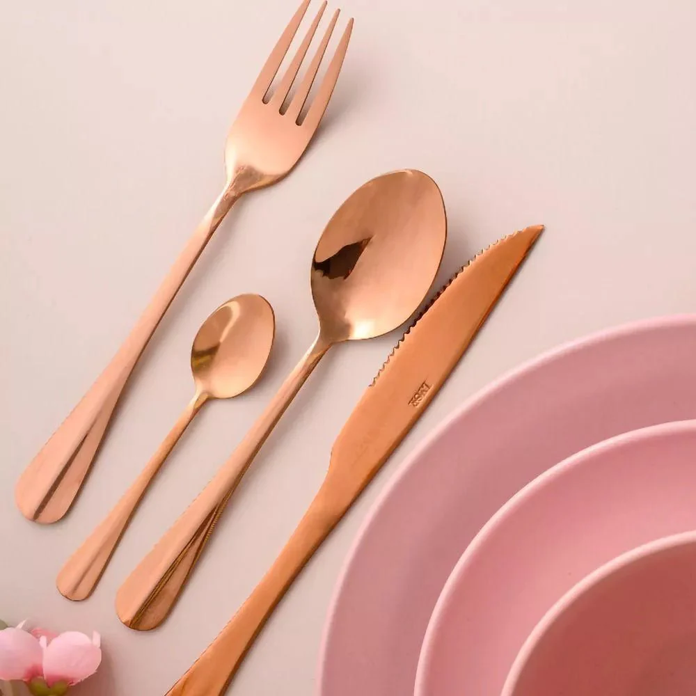 Faqueiro 24 Peças de Aço Inox Positano Rose Gold - Image 8