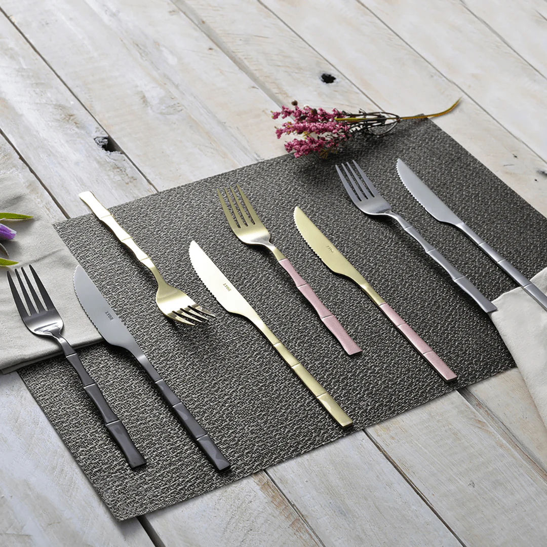 Faqueiro Elegant Estilo Bambu em Aço Inox Champanhe 16 Peças - Image 4