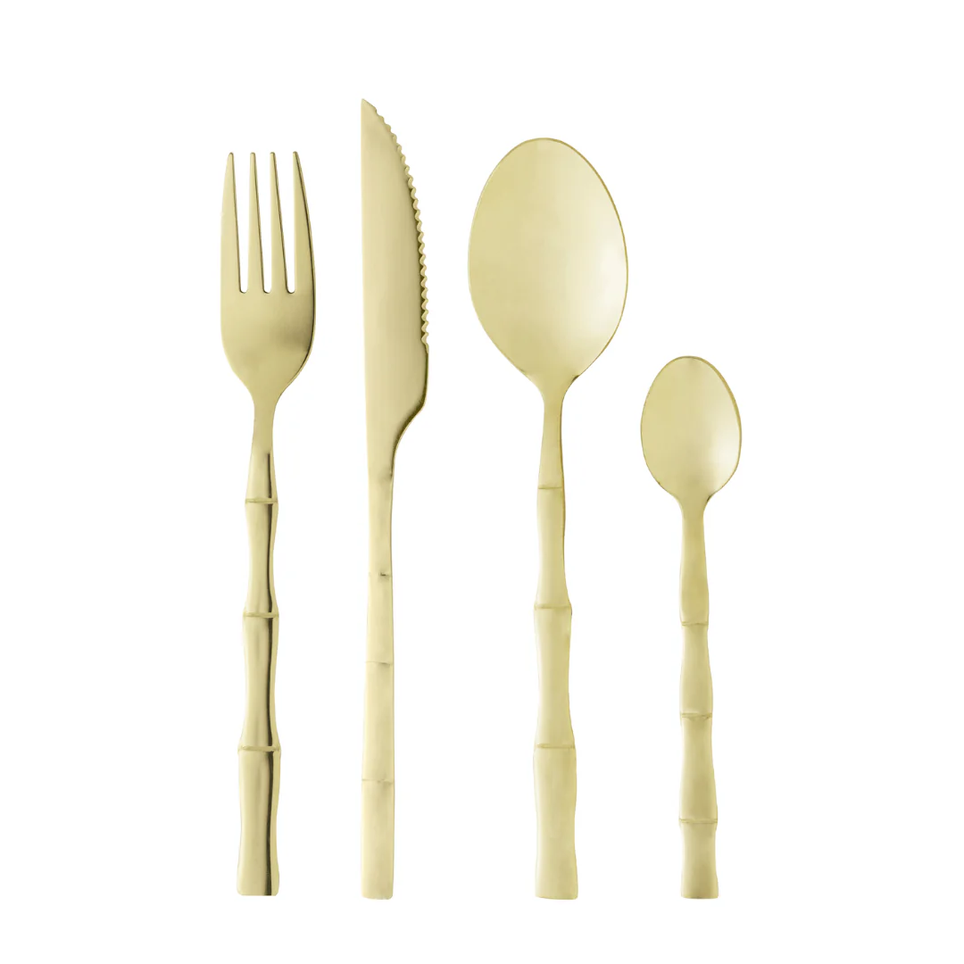 Faqueiro Elegant Estilo Bambu em Aço Inox Champanhe 16 Peças - Image 7