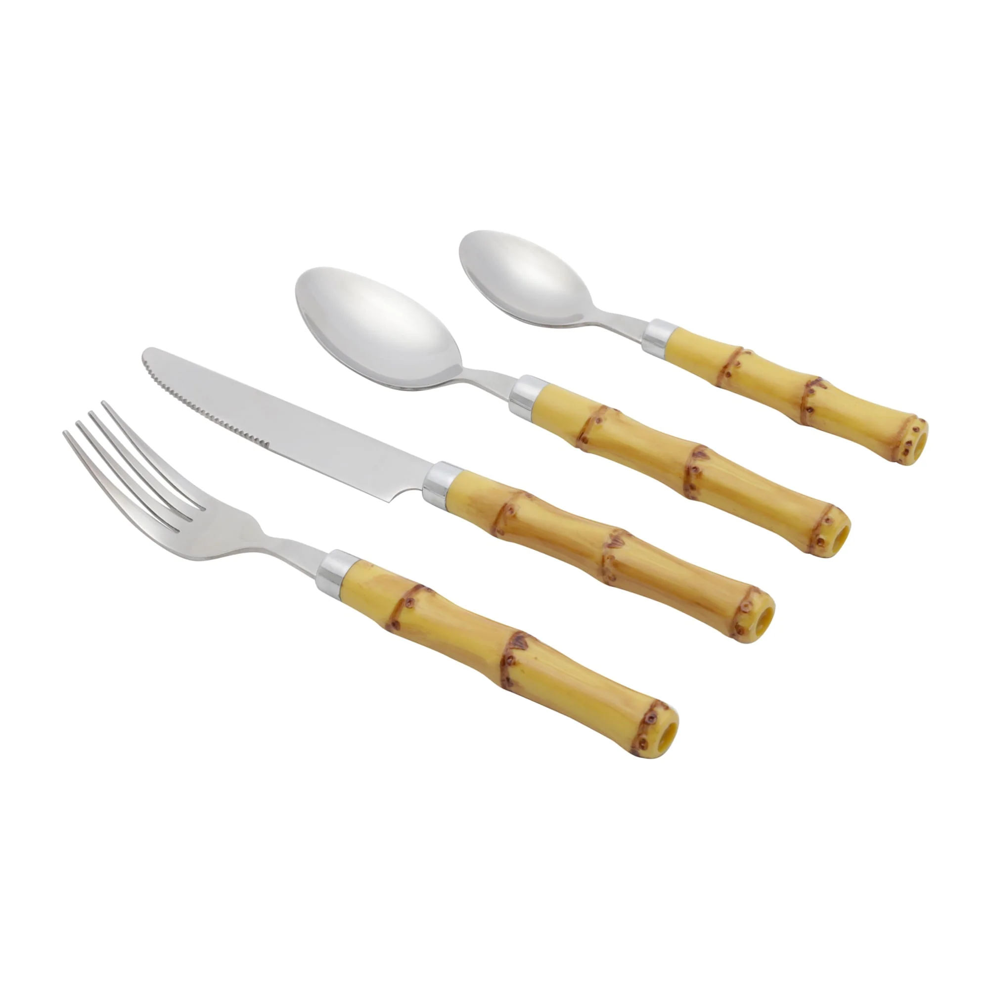 Faqueiro Luxo Bambu em Aço Inox com Cabo de Plástico Natural 24 Peças - Image 4
