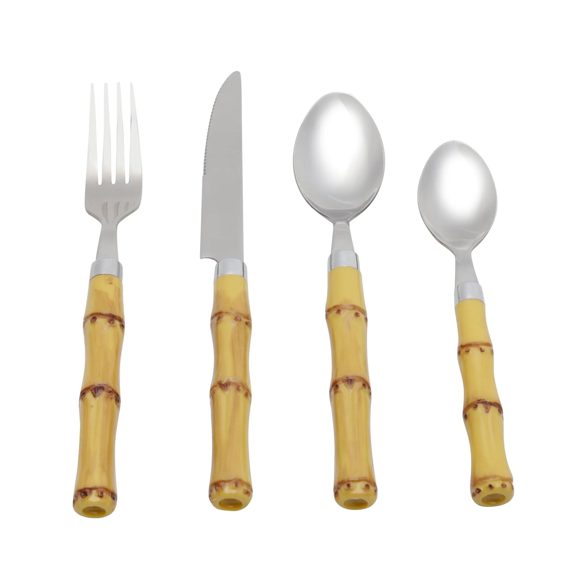 Faqueiro Luxo Bambu em Aço Inox com Cabo de Plástico Natural 24 Peças - Image 5