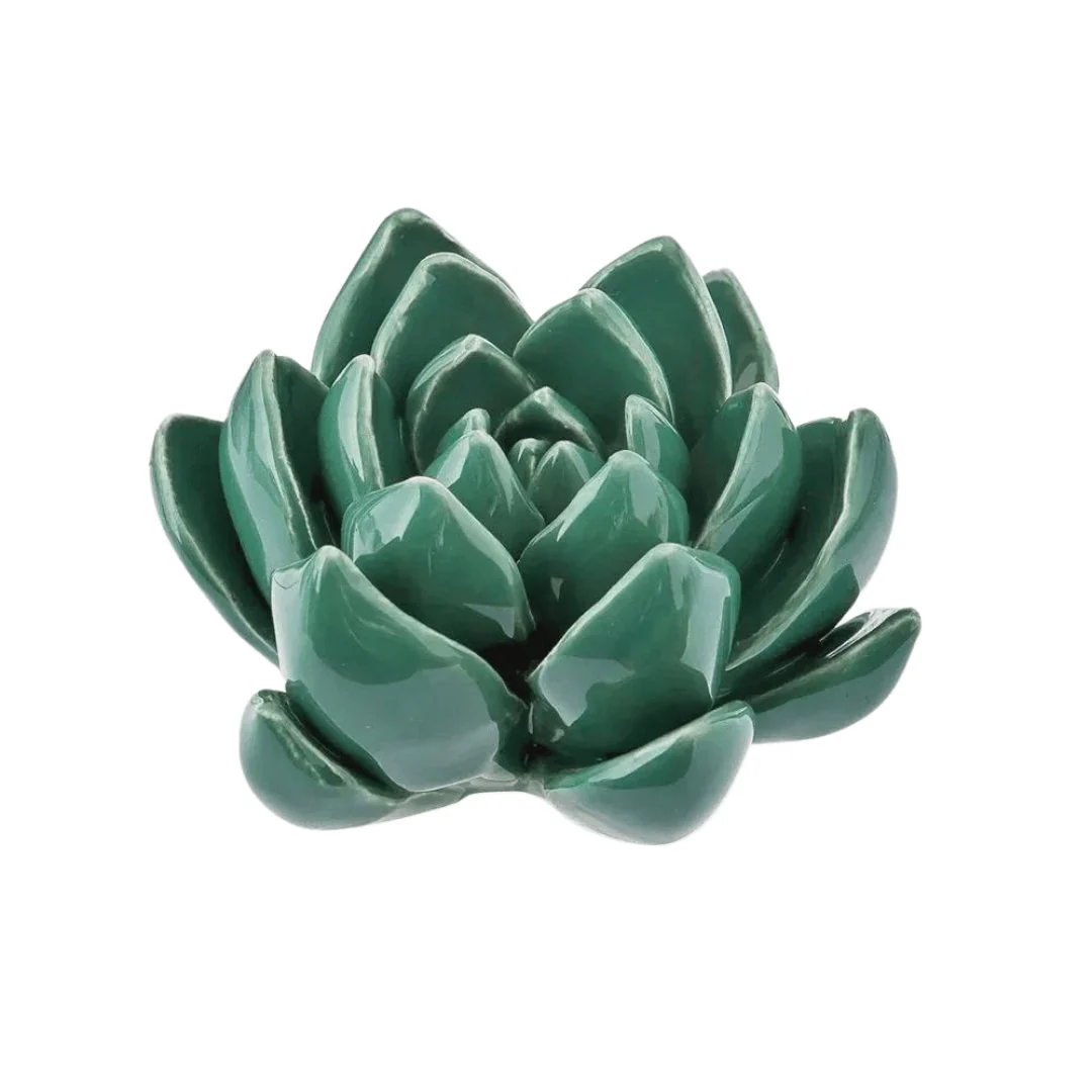 Flor de Lotus em Cerâmica Verde 4cm x 6,5 cm