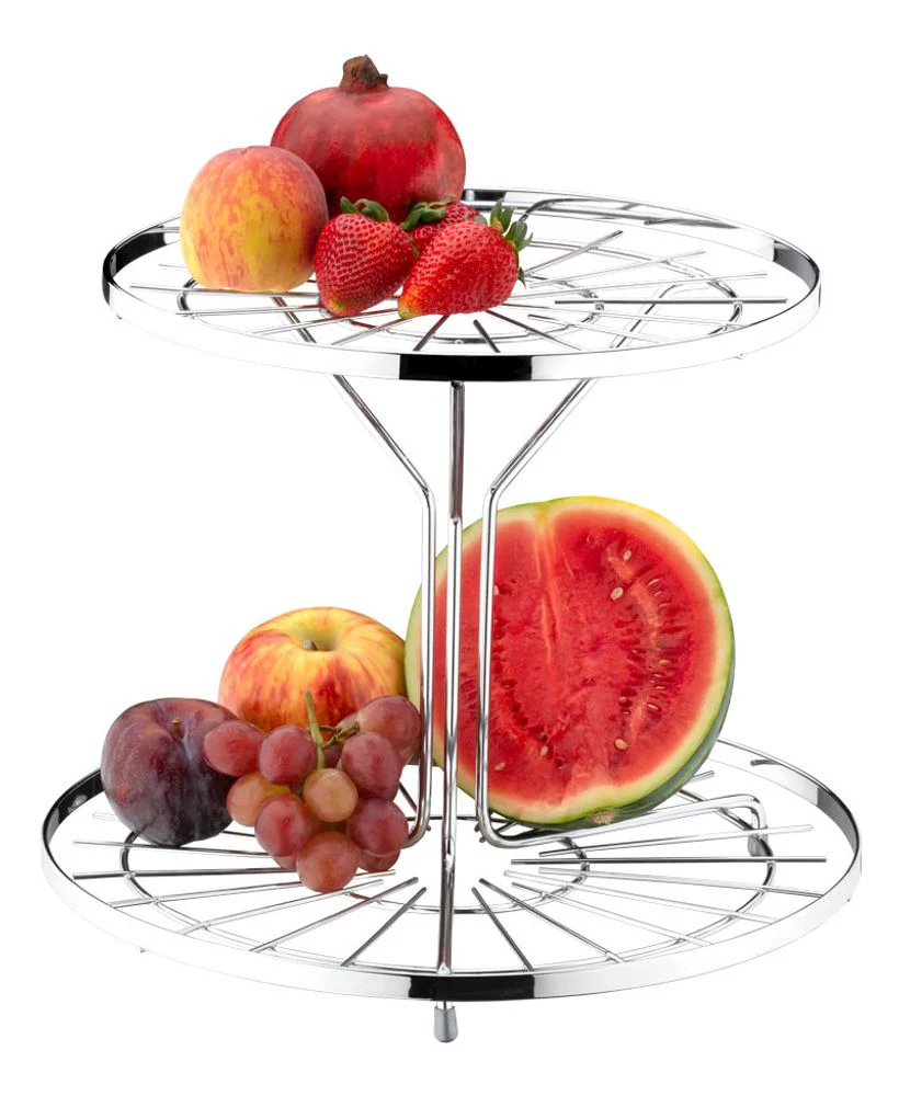 Fruteira Dupla Redonda Cromada 35 x 35 x A28,5cm - Image 2