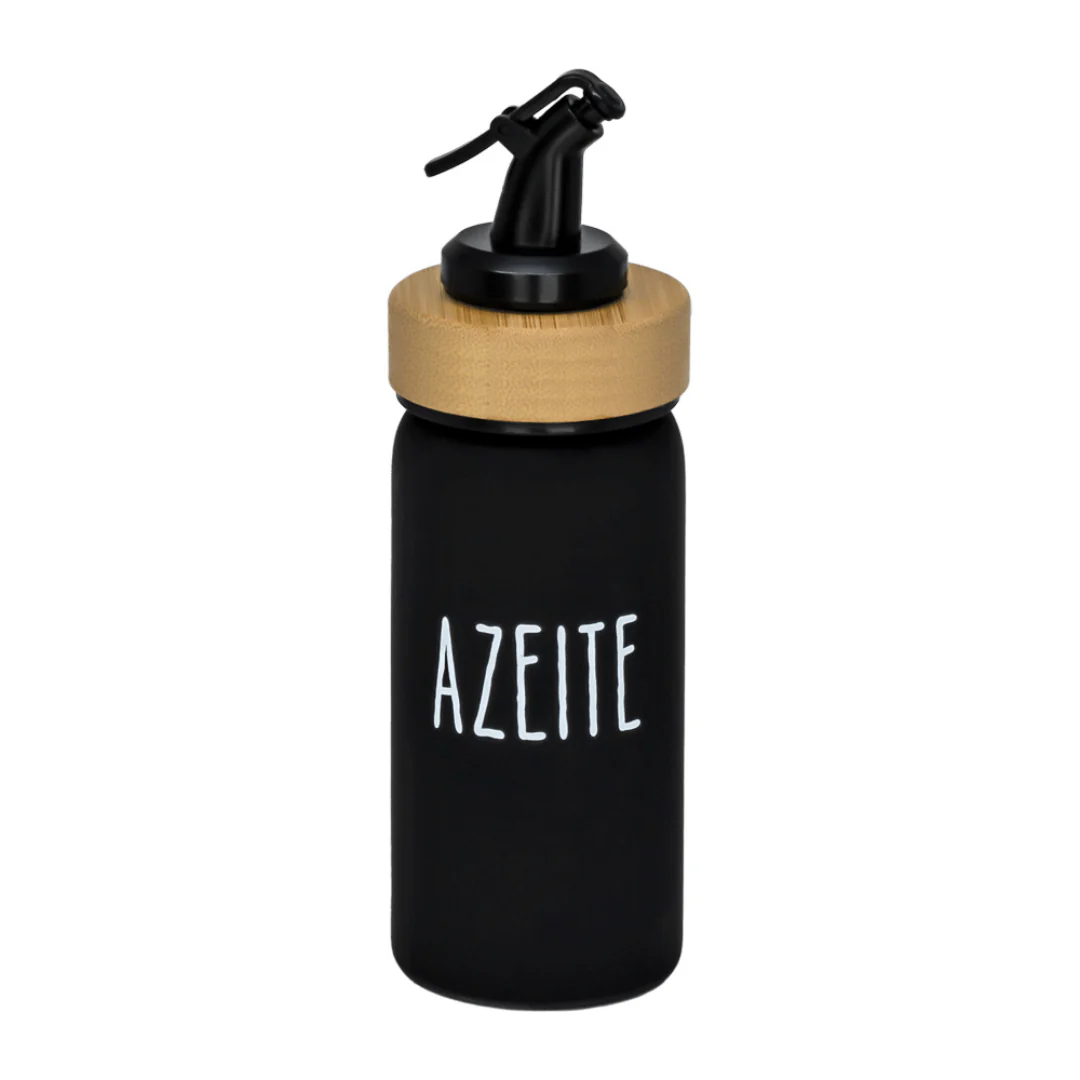 Galheteiro Azeite Doha Vidro e Tampa de Bambu Preto 220ml - Image 2