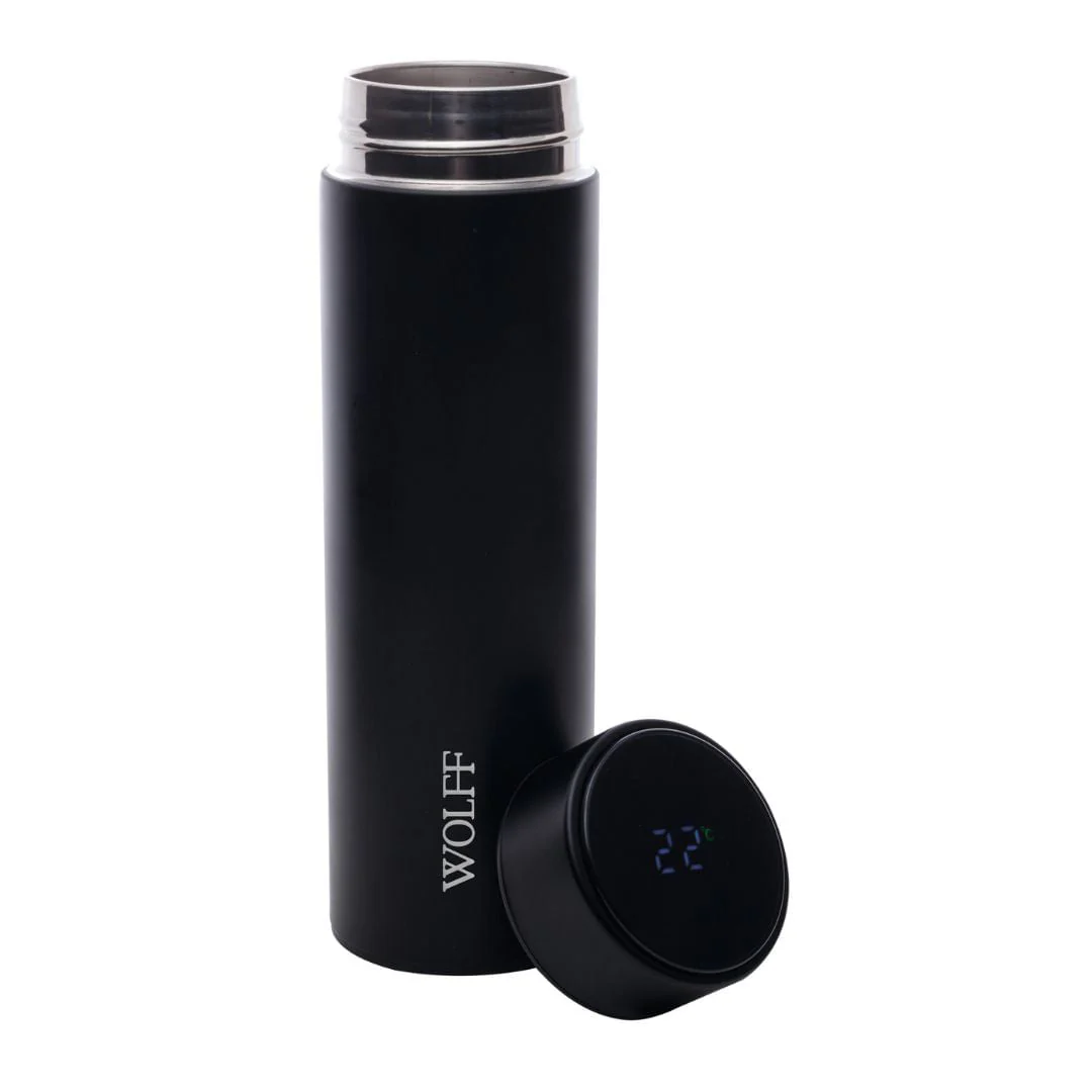 Garrafa Térmica de Aço Inox com Termometro em Led Preto 500ml - Image 2