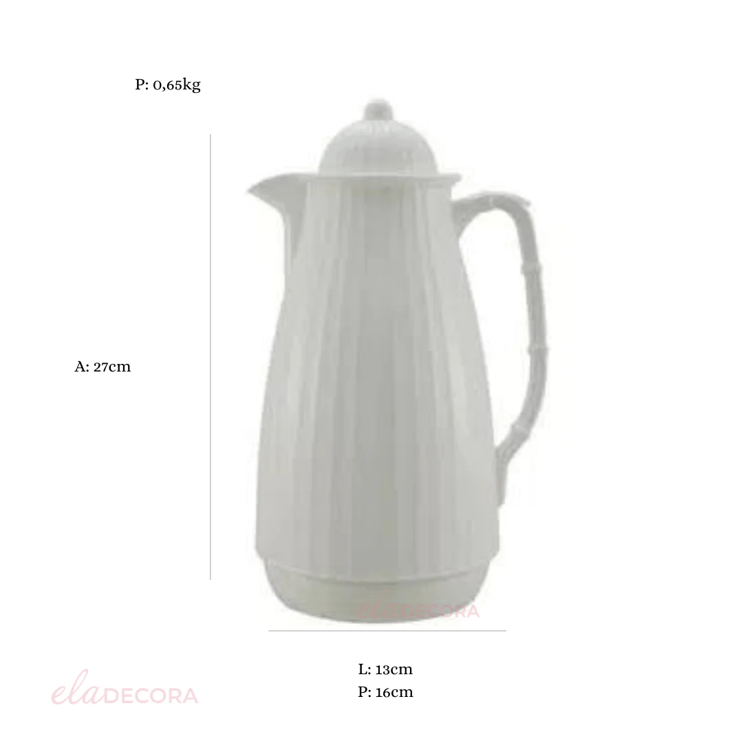 Garrafa Térmica de Plástico Bambu Branco 1 Litro - Image 3