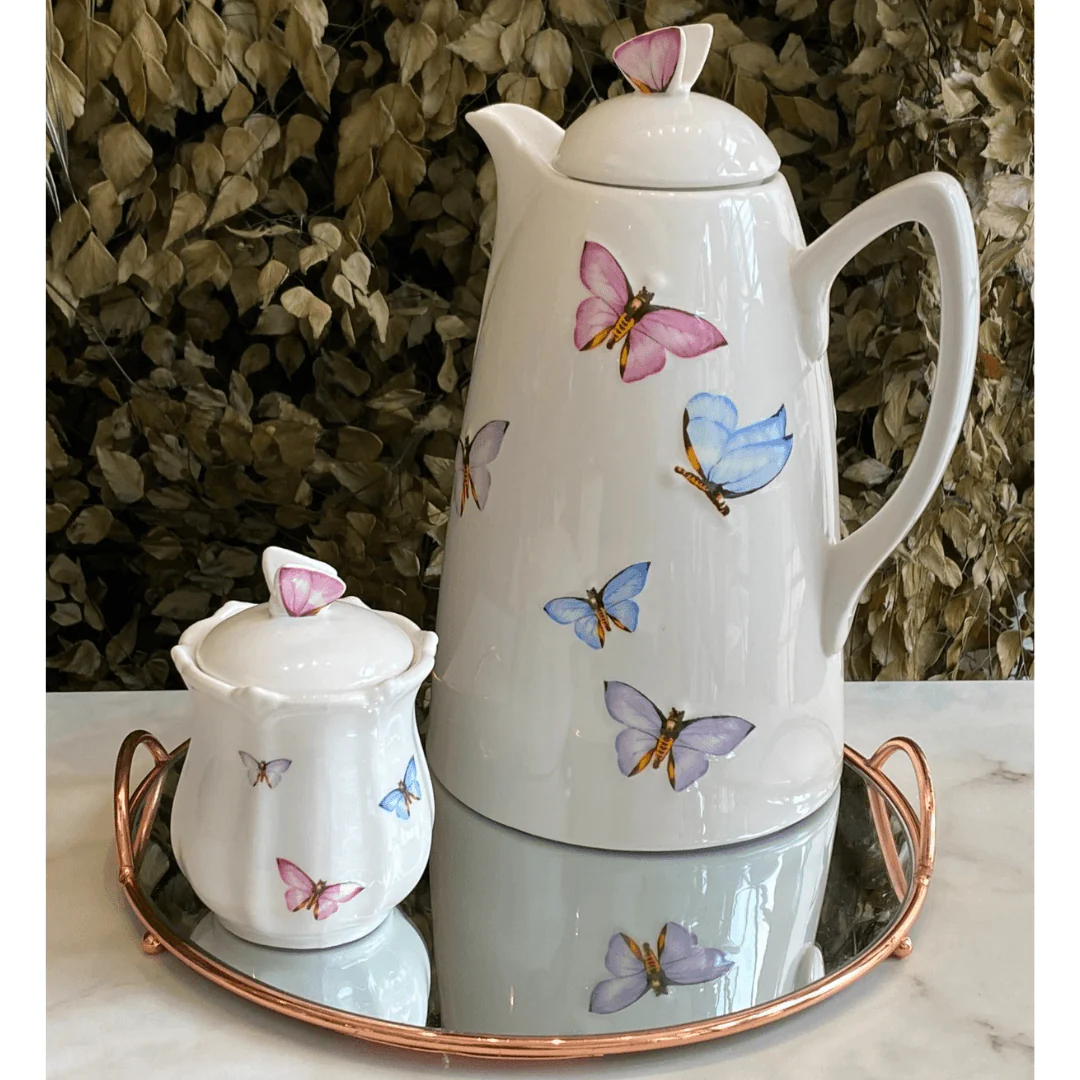 Garrafa Térmica Porcelana Borboletas Branca 900ml - Image 3