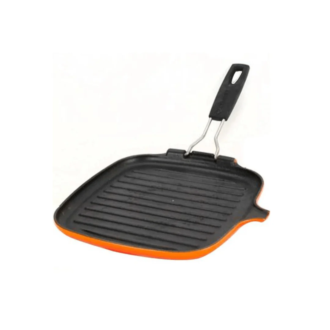 Grelha Quadrada com Alça Removivel Laranja Le Creuset