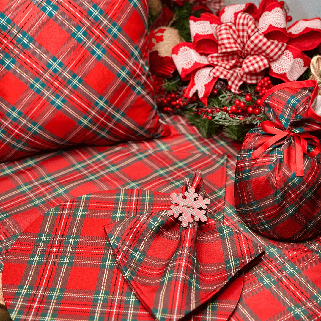 Guardanapo de Algodão Estampado Xadrez 45cm Natal - Image 3