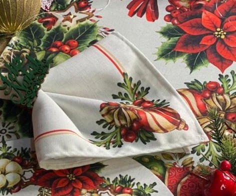 Guardanapo Estampado Bolas de Natal Bege 45cm - Image 3