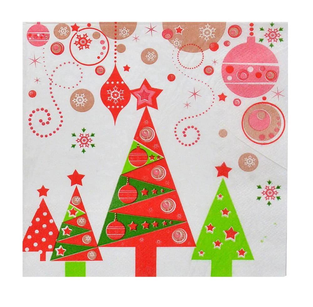 Guardanapos de Papel Árvores e Bolas de Natal 20 Folhas 33cm