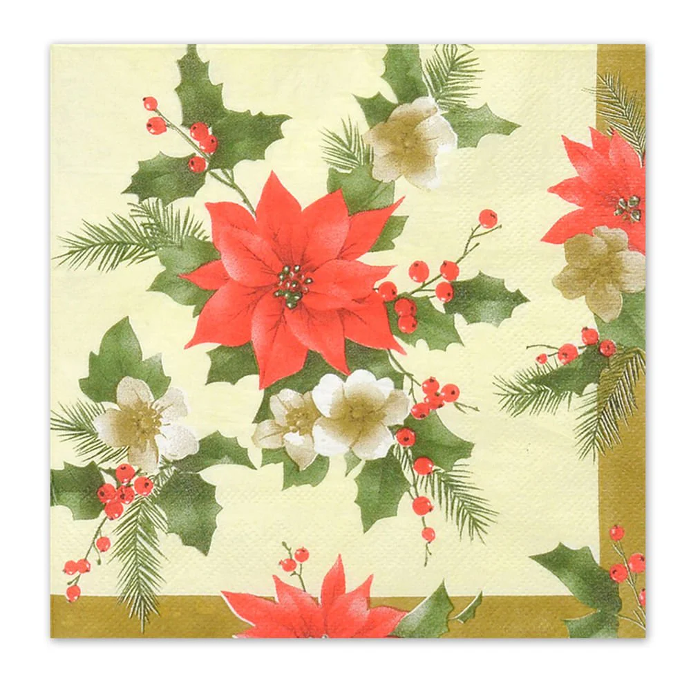 Guardanapos de Papel Flores Natalinas 20 Folhas 33cm