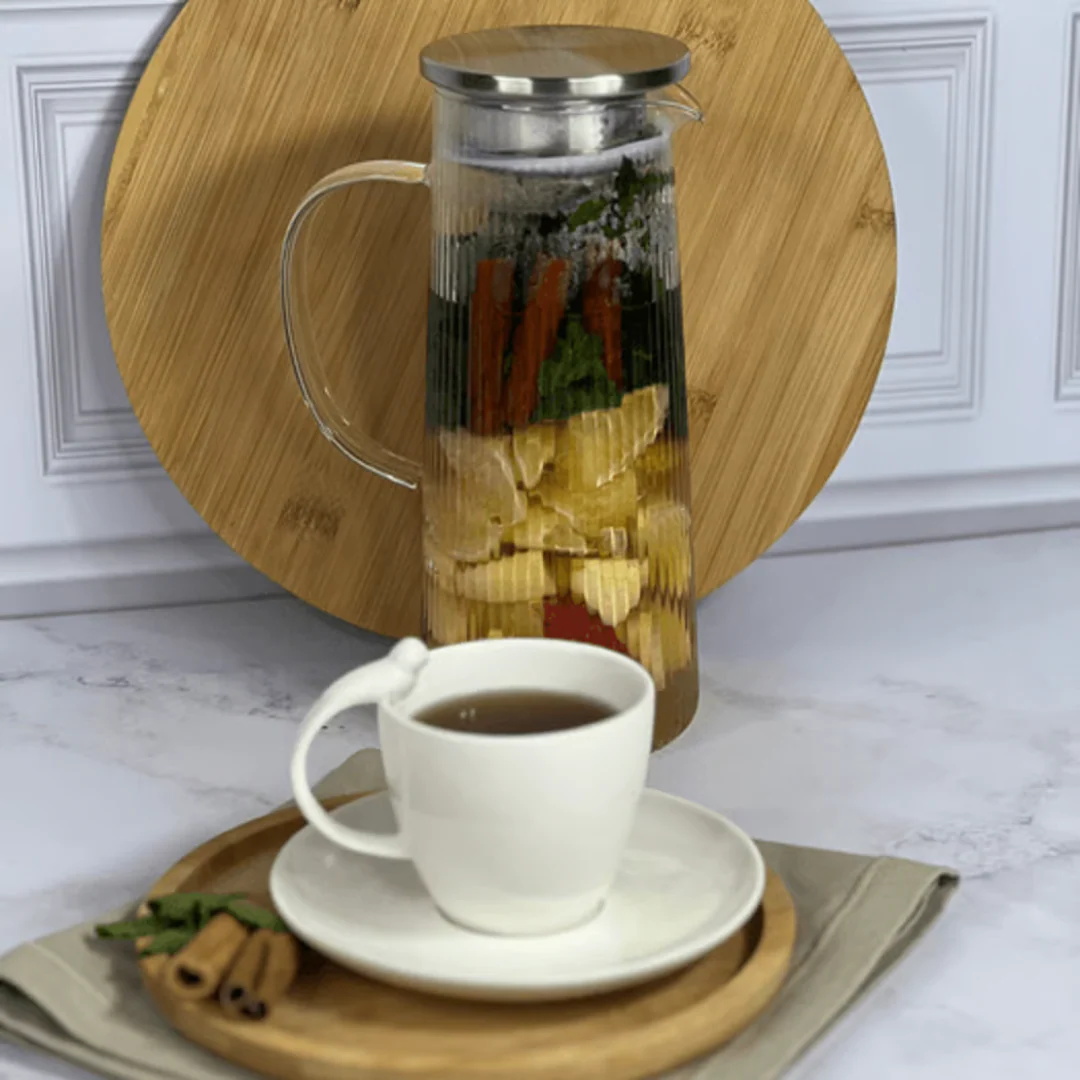 Jarra de Vidro Twinkle Canelado com Tampa Aço Inox 1,4 Litros - Image 3