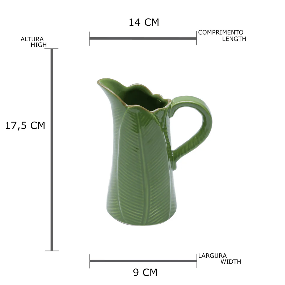 Jarro de Cerâmica Leaf Folha de Banana Verde 17,5cm - Image 4