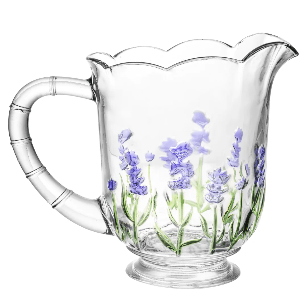 Jogo 1 Jarra com 6 Taças Cristal Lavanda Hand Painting - Image 9