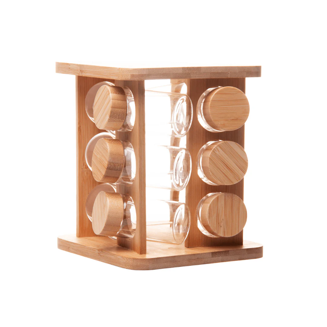 Jogo 12 Potes Herméticos de Vidro 120ml com Suporte Giratório em Bambu - Image 9