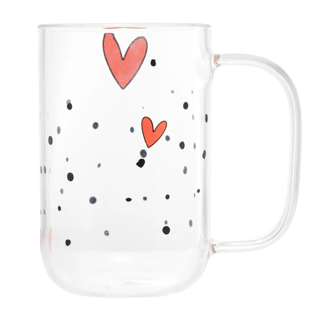 Jogo 2 Canecas de Vidro Coração Heart 280ml - Image 4