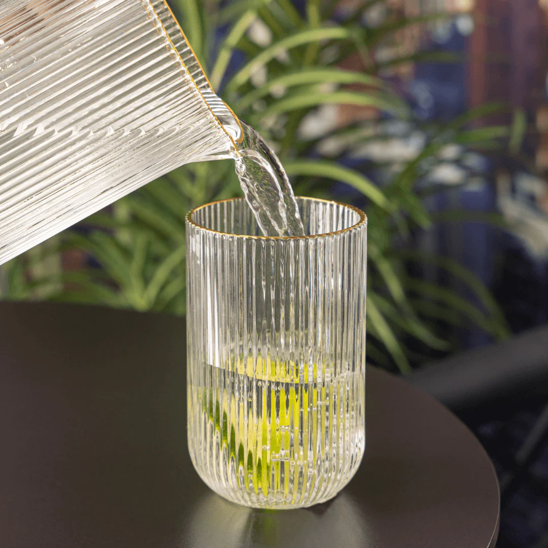 Jogo 2 Copos Altos de Vidro Lines com Fio de Ouro 450ml - Image 2