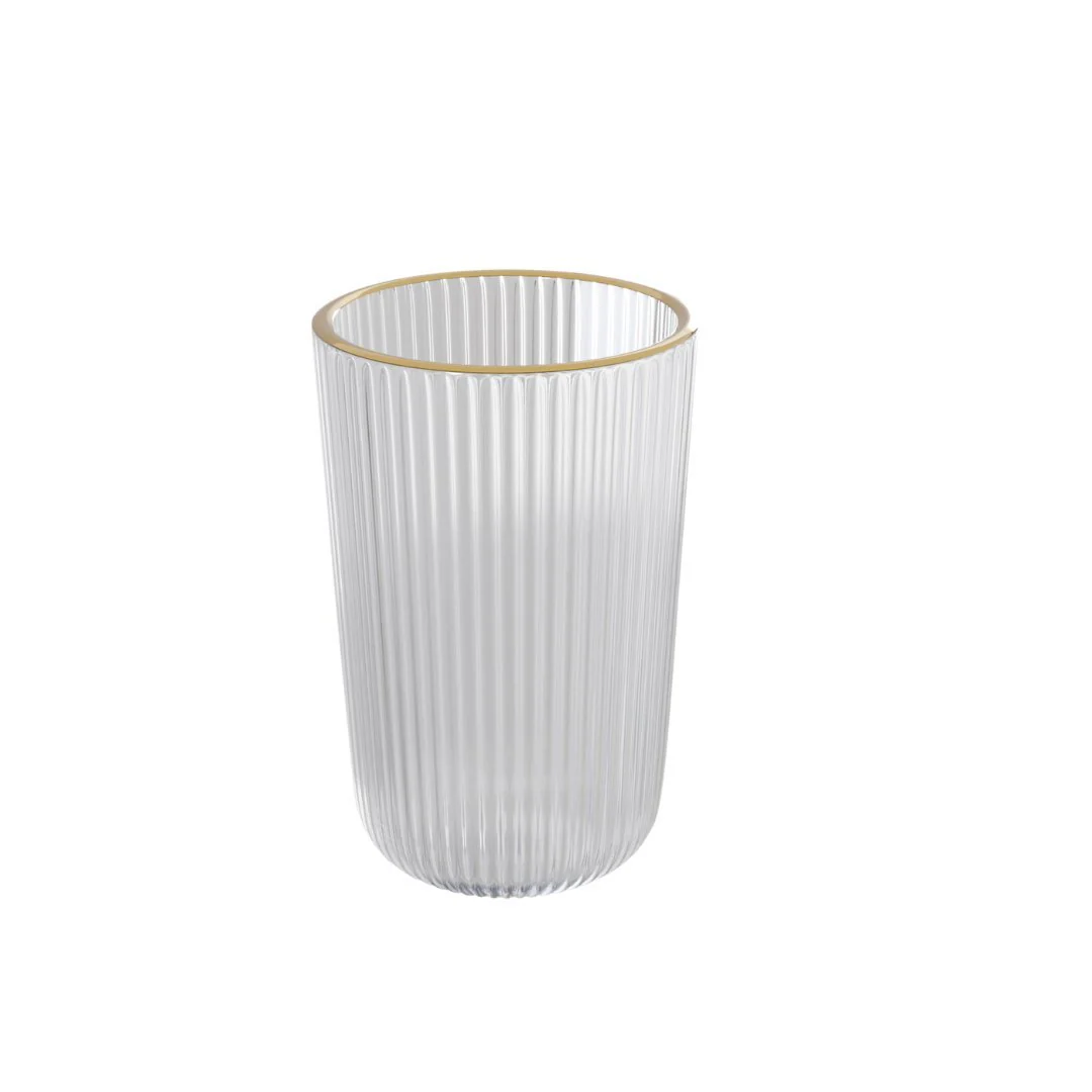 Jogo 2 Copos Altos de Vidro Lines com Fio de Ouro 450ml - Image 5