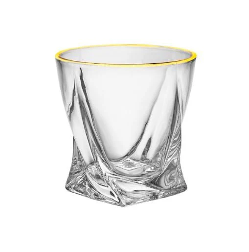 Jogo 6 Copos Baixos Whisky em Cristal com Borda Dourada 300ml - Image 2