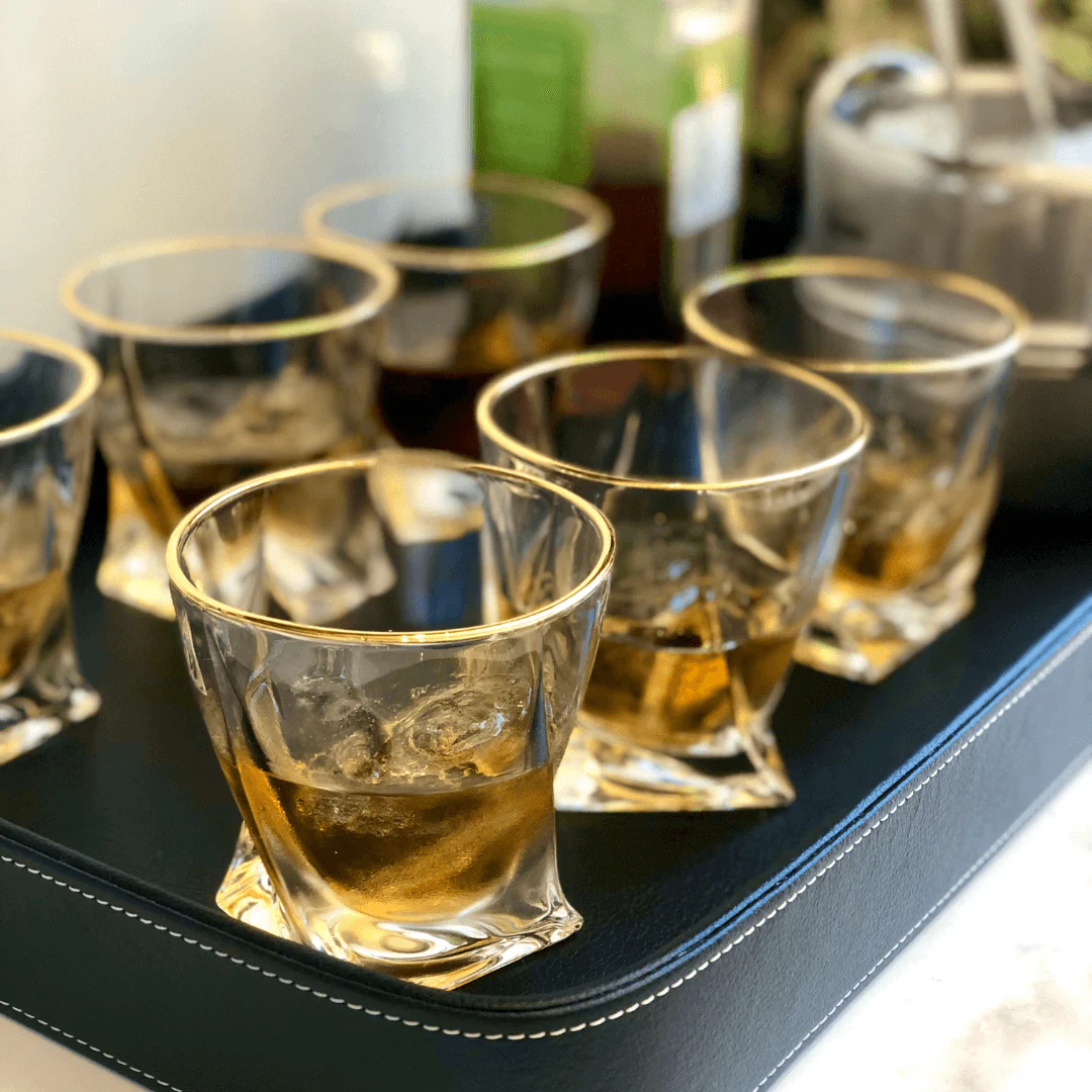 Jogo 6 Copos Baixos Whisky em Cristal com Borda Dourada 300ml - Image 3
