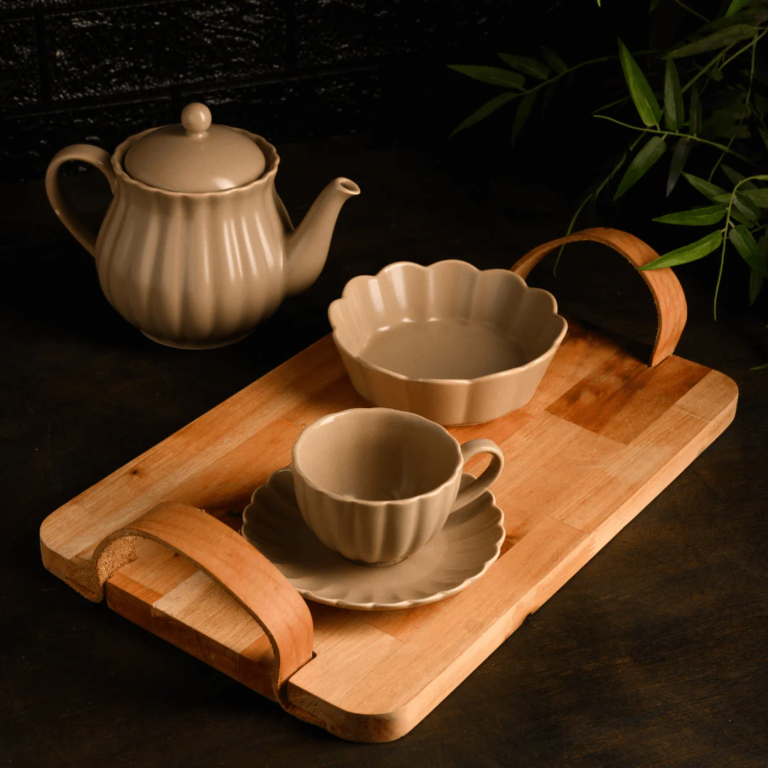 Jogo 2 Xícaras de Café com Pires de Porcelana Petala Areia Matt 90ml - Image 2