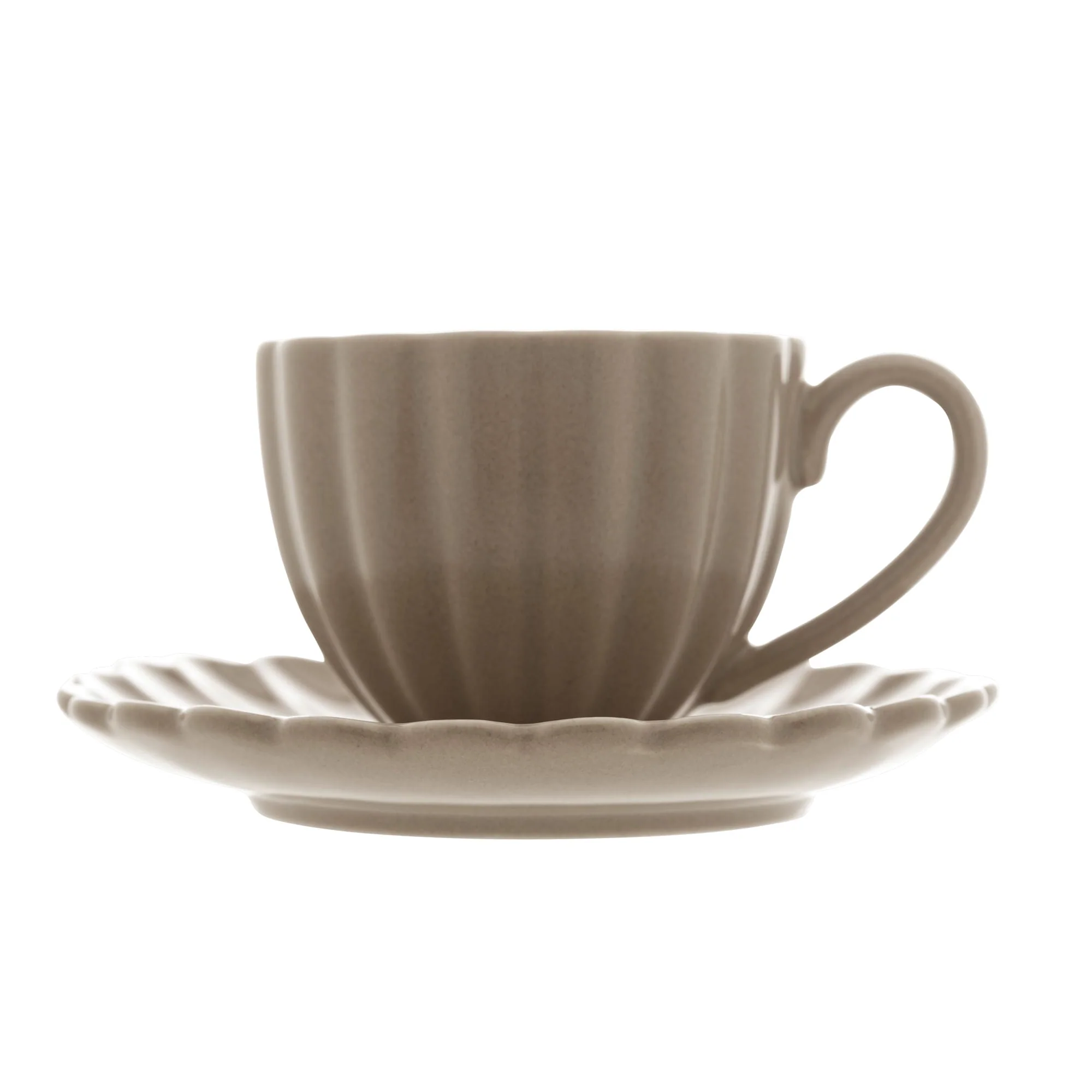 Jogo 2 Xícaras de Café com Pires de Porcelana Petala Areia Matt 90ml - Image 6