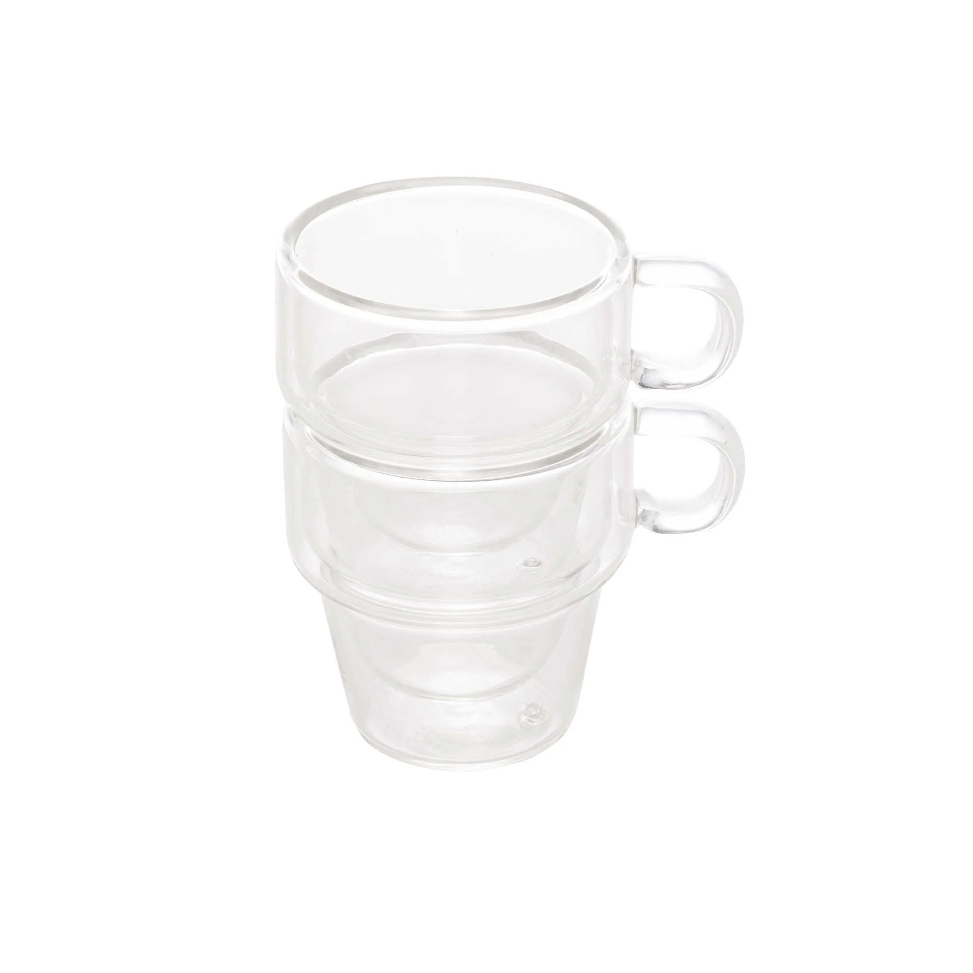 Jogo 2 Xícaras de Café Empilhável Parede Dupla Vidro Borossilicato 90ml - Image 3