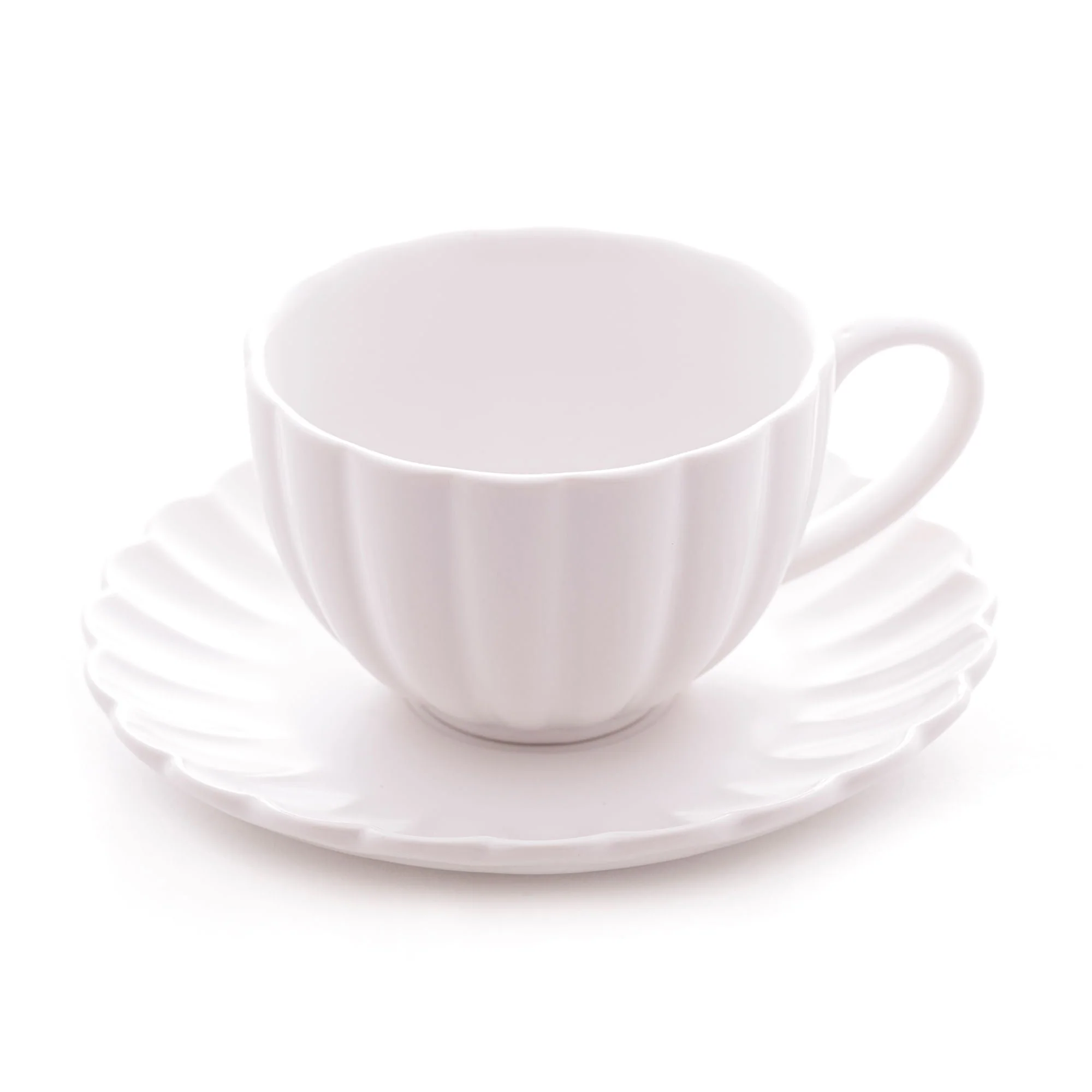 Jogo 2 Xicaras de Chá Porcelana com Pires Petala Branco 160ml - Image 3