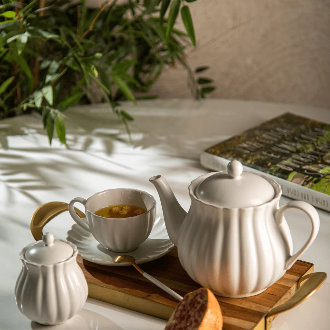 Jogo 2 Xicaras de Café Porcelana com Pires Petala Branco 90ml - Image 8
