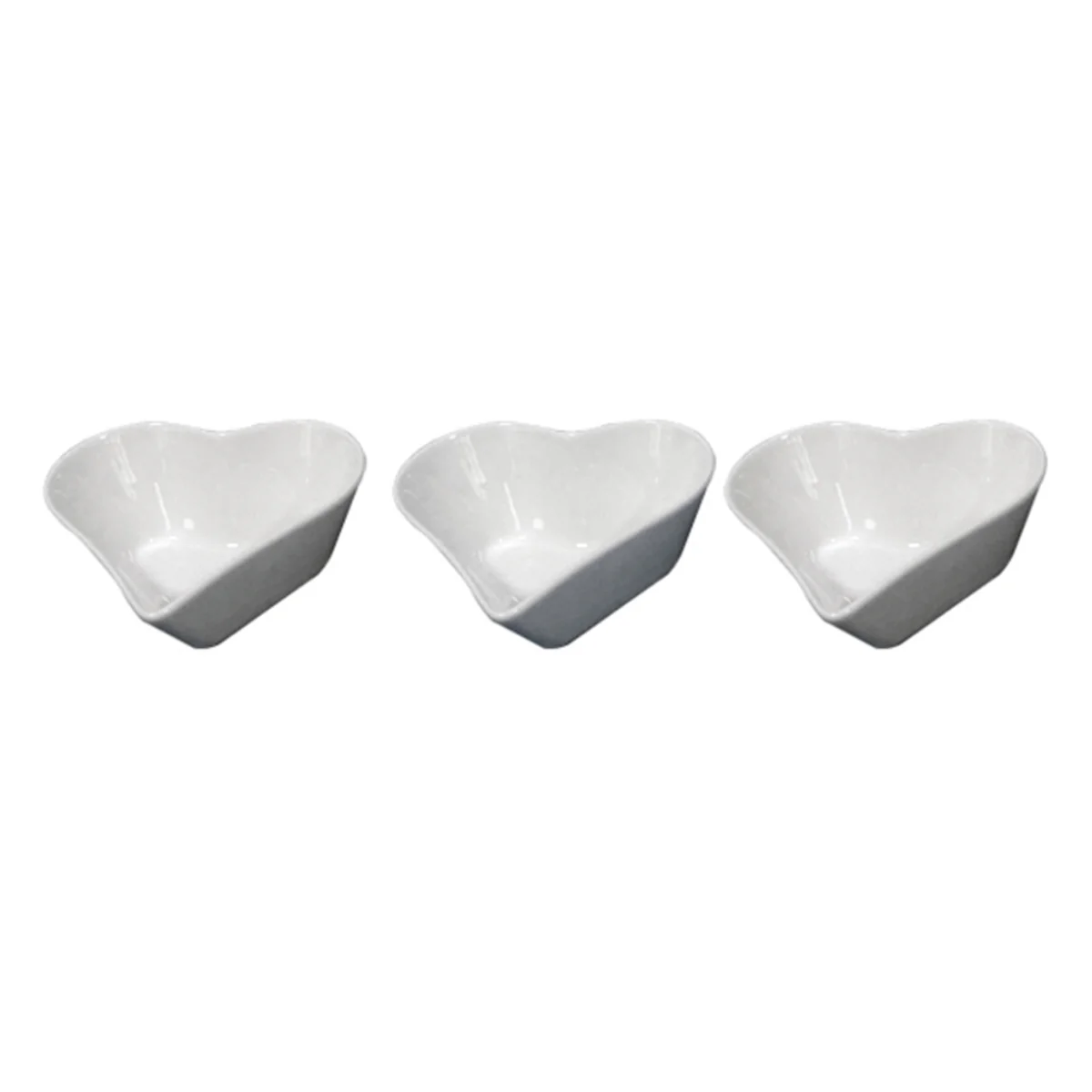 Jogo 3 Bowls Coração em Porcelana Branco - 10 cm