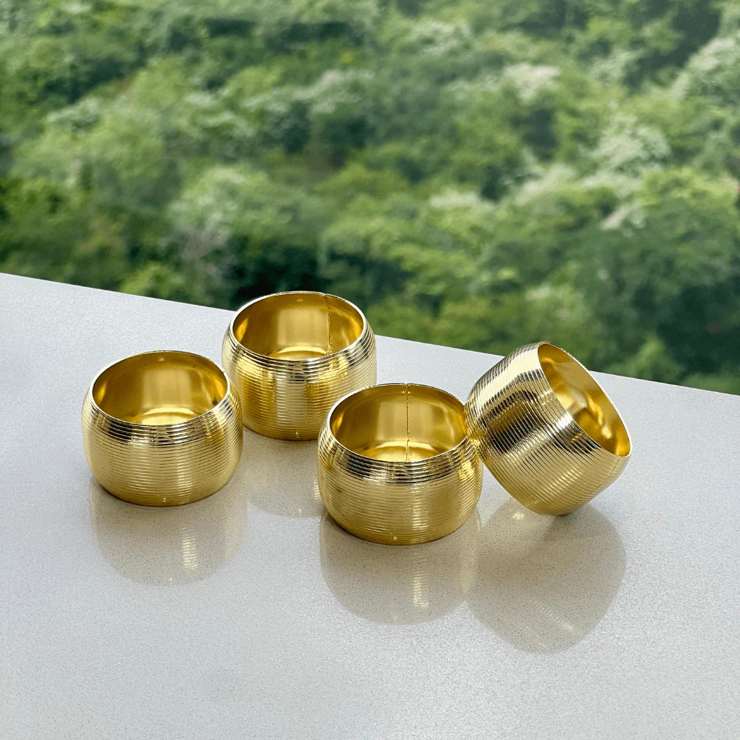 Jogo 4 Anéis para Guardanapo de Aço Circle Dourado 4,5cm - Image 3