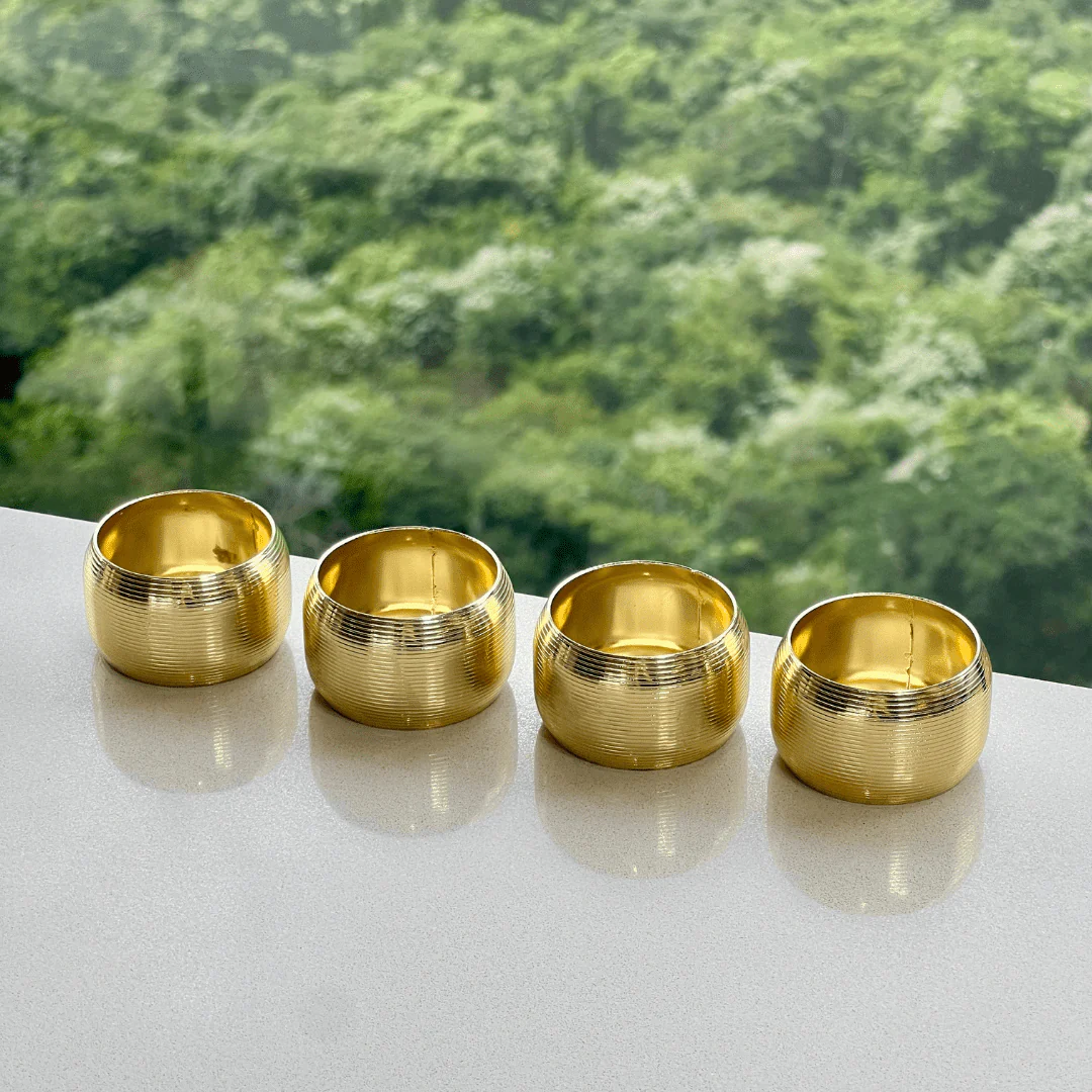 Jogo 4 Anéis para Guardanapo de Aço Circle Dourado 4,5cm - Image 4