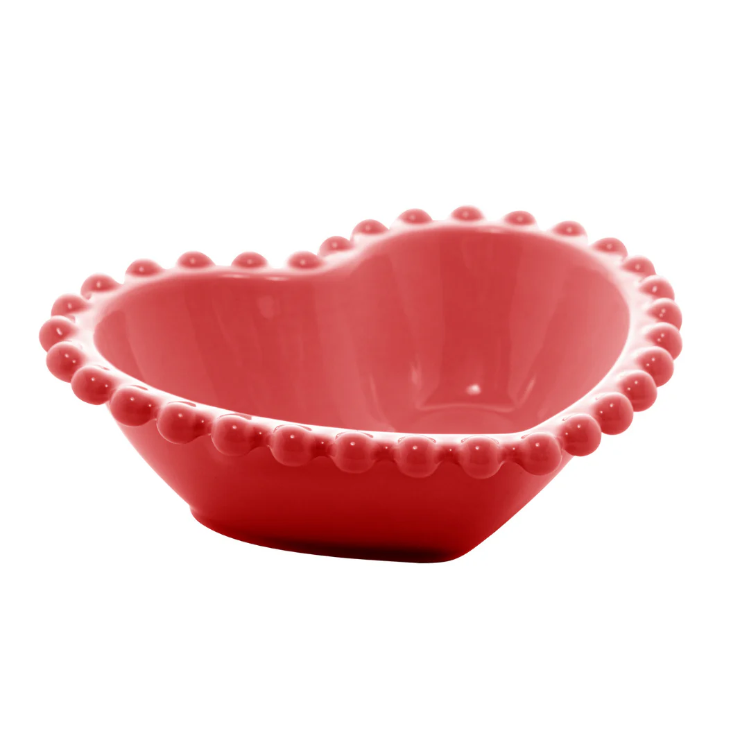 Jogo 4 Bowls em Porcelana Coração Beads Vermelho 13cm - Image 4