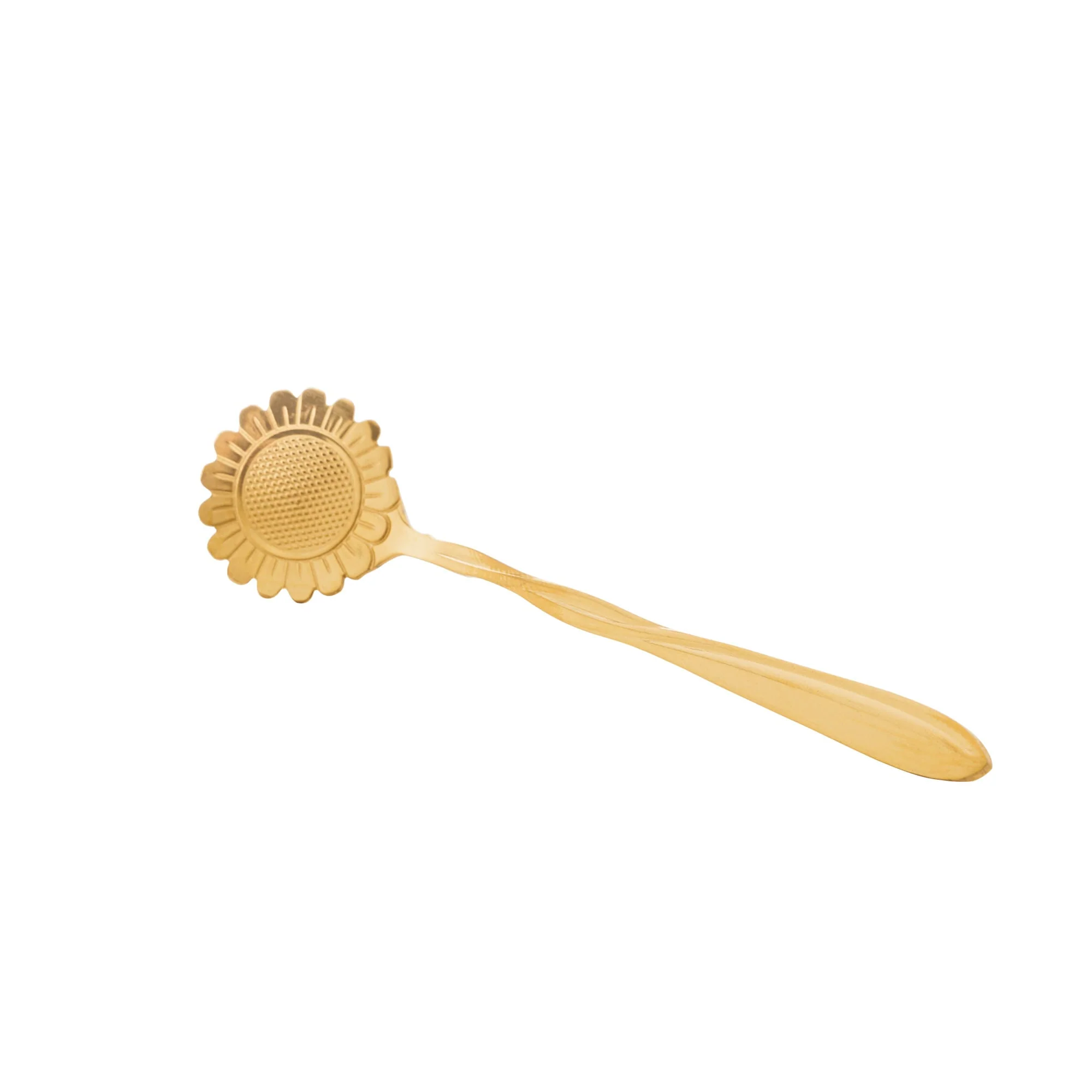 Jogo 4 Colheres para Chá Flores Aço Inox Dourado - Image 4