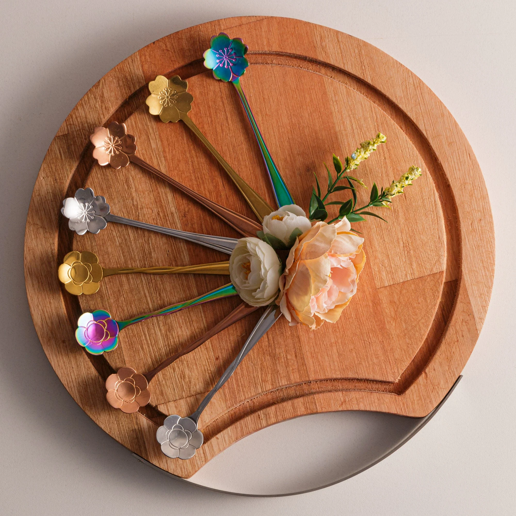Jogo 4 Colheres Para Chá Flores Aço Inox Rose Gold - Image 5