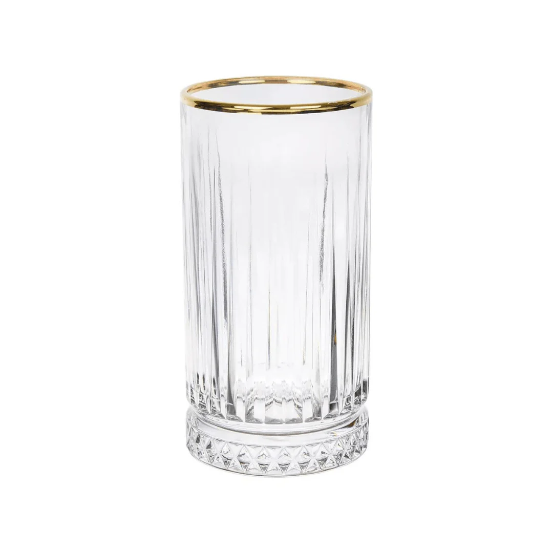 Jogo 4 Copos Altos Elysia em Vidro Gold Rim com Borda Dourada 450ml - Image 2
