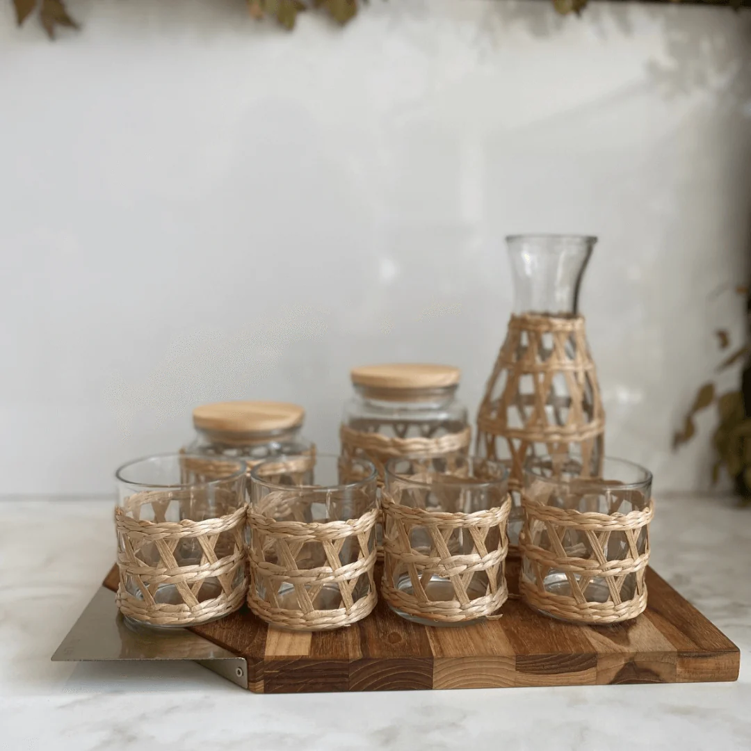 Jogo 4 Copos Baixos de Vidro com Sisal 320ml - Image 3