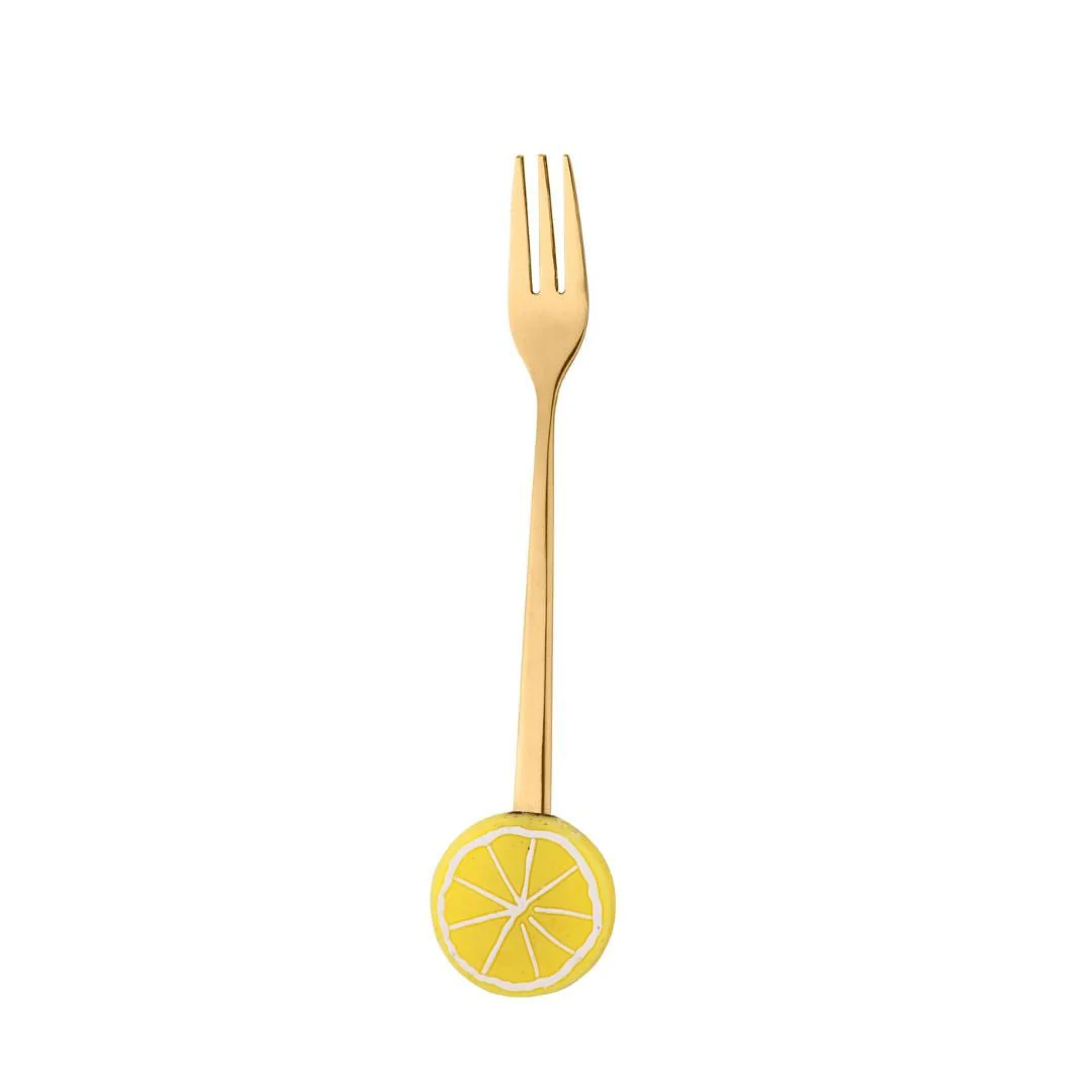 Jogo 4 Garfos para Aperitivo em Aço Inox Fruit Dourado - Image 3