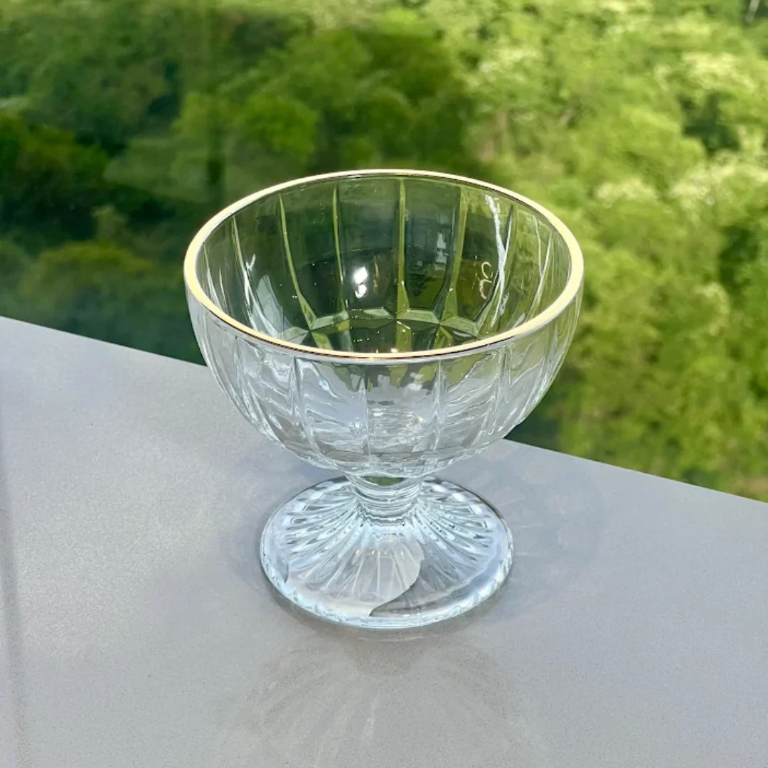 Jogo 4 Taças para Sobremesa Vidro Cristalle com Borda dourada 360ml - Image 3