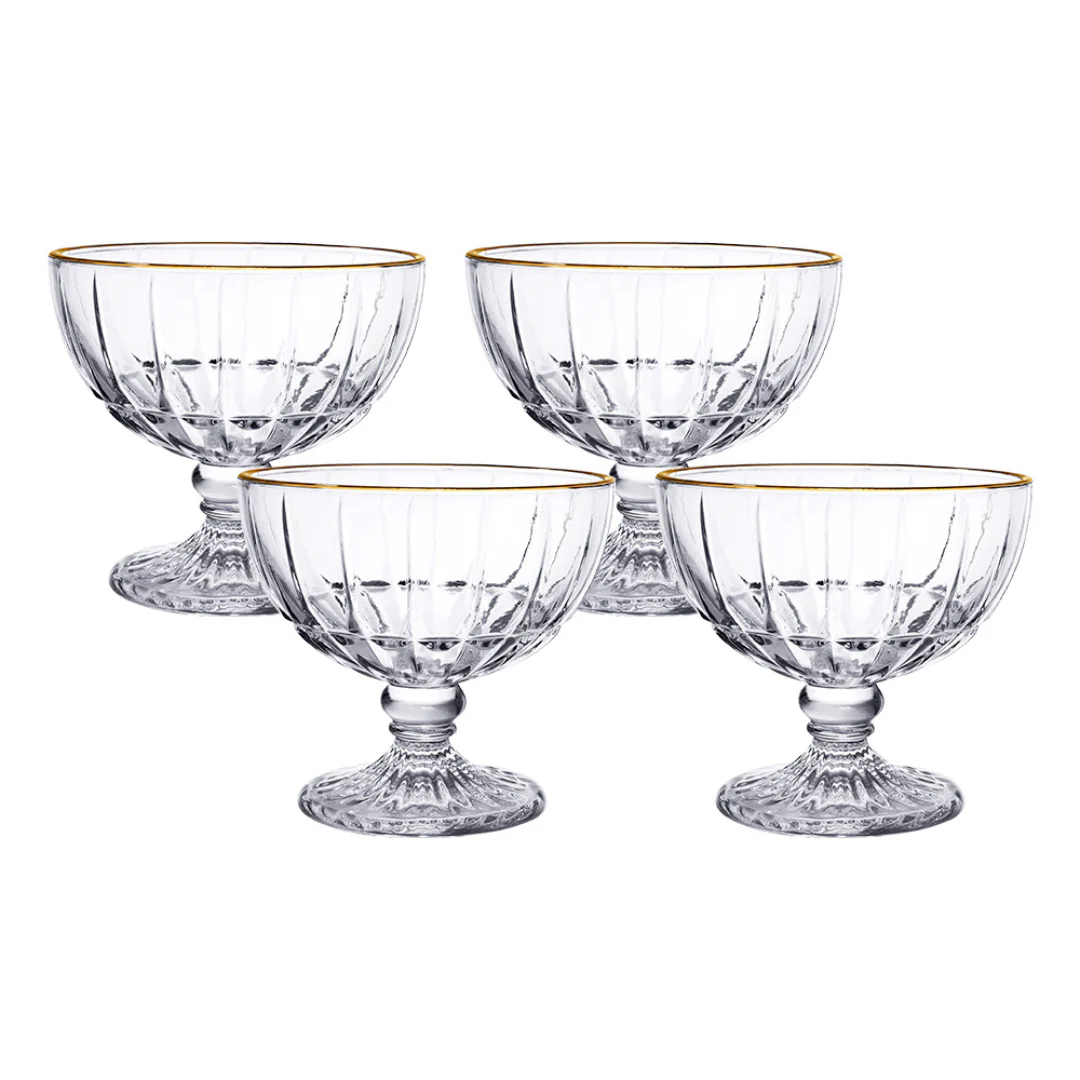 Jogo 4 Taças para Sobremesa Vidro Cristalle com Borda dourada 360ml - Image 5