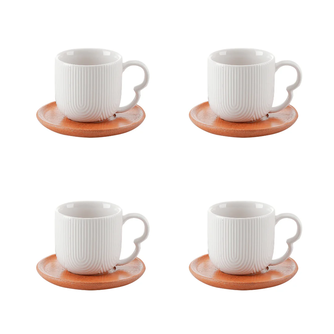 Jogo 4 Xicaras de Café com Pires de Cerâmica Oasis Branca 90ml - Image 5