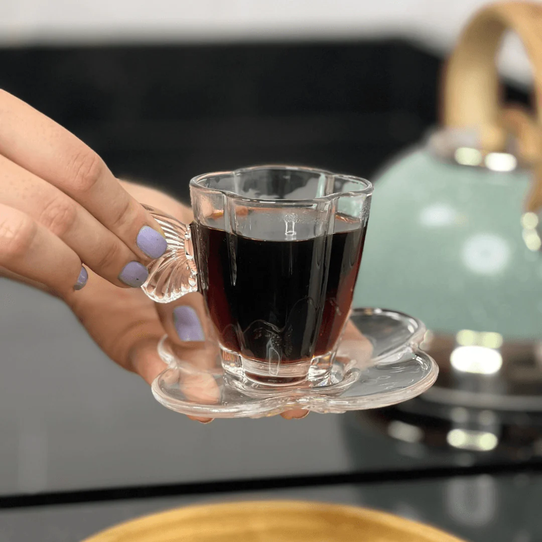 Jogo 4 Xicaras de Café com Pires de Vidro Butterfly 80ml - Image 4