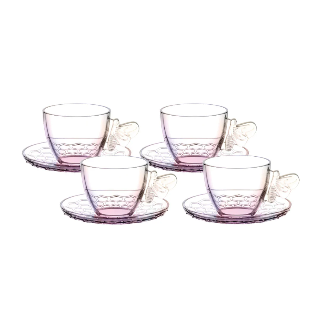 Jogo 4 Xicaras de Café com Pires Rainbow Bee 80ml - Image 2