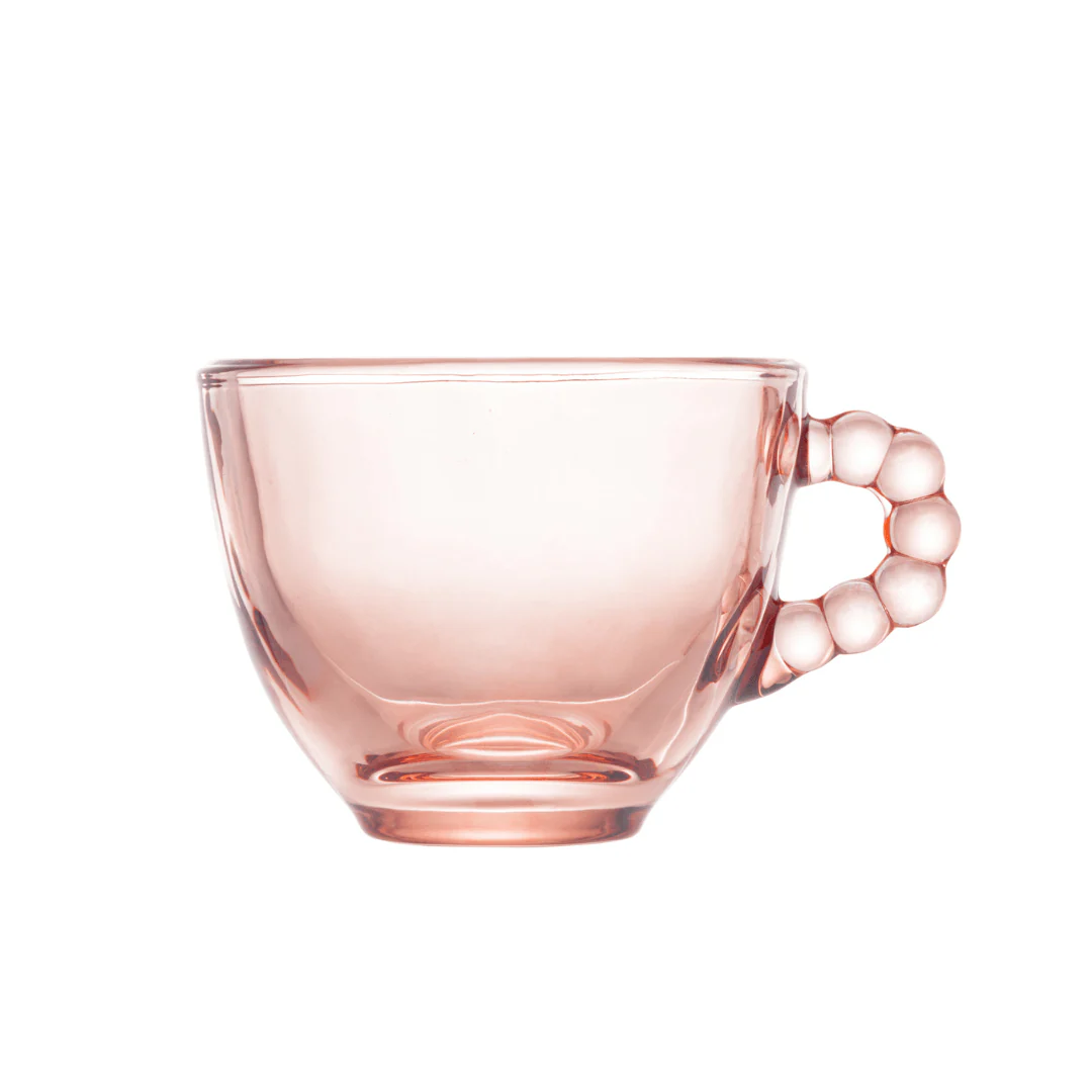 Jogo 4 Xicaras de Café Cristal de Chumbo com Pires Pearl Rosa 80ml - Image 7