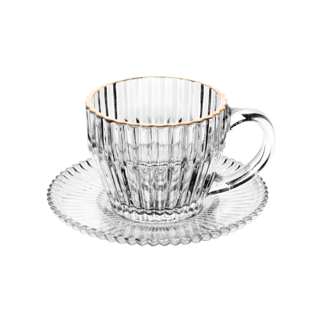 Jogo 4 Xícaras de Café em Cristal Imperatriz Fio de Ouro 110ml - Image 3