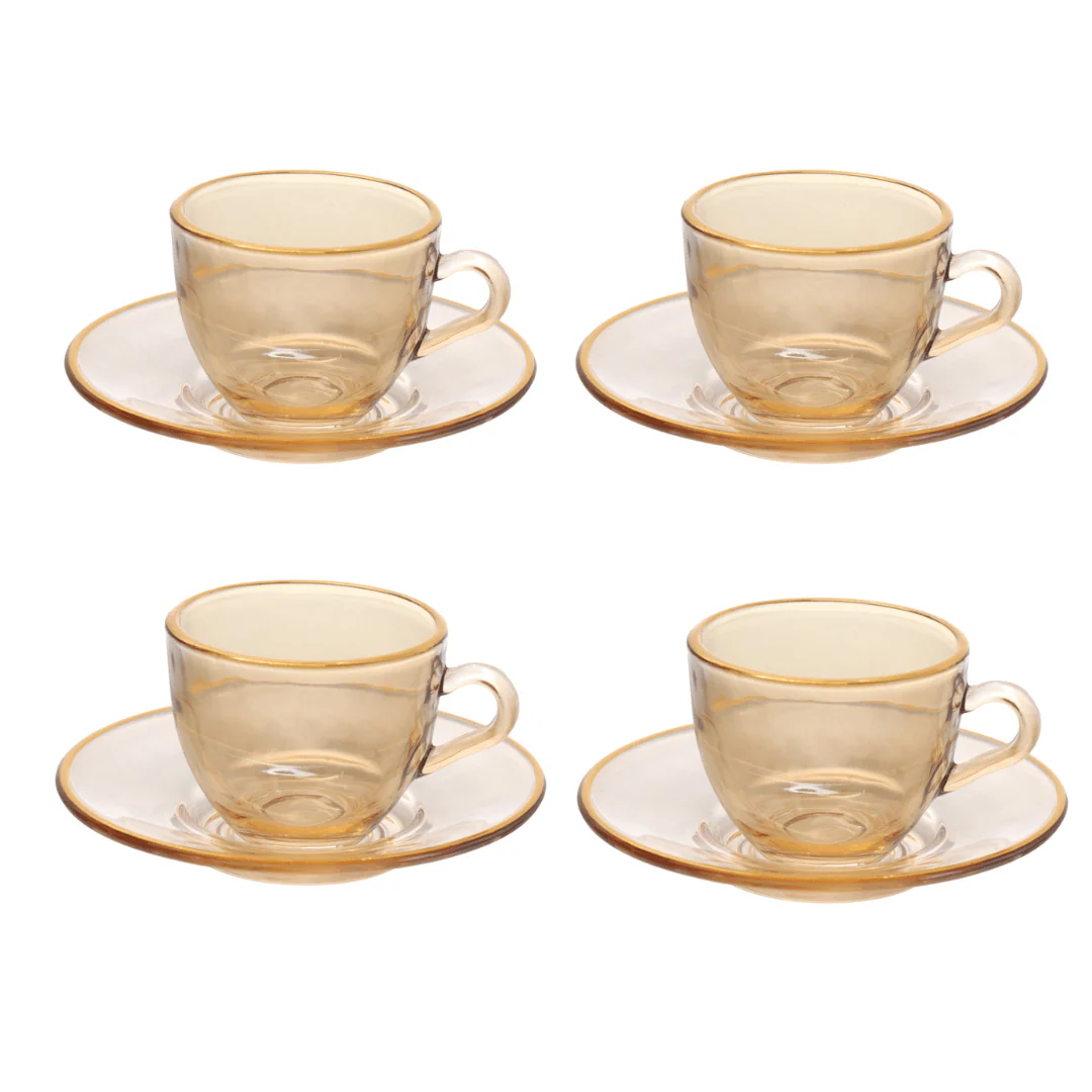 Jogo 4 Xícaras para Café Menfis Cristal Âmbar com Borda Dourada 85ml - Image 5