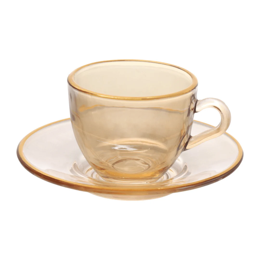 Jogo 4 Xícaras para Café Menfis Cristal Âmbar com Borda Dourada 85ml - Image 6